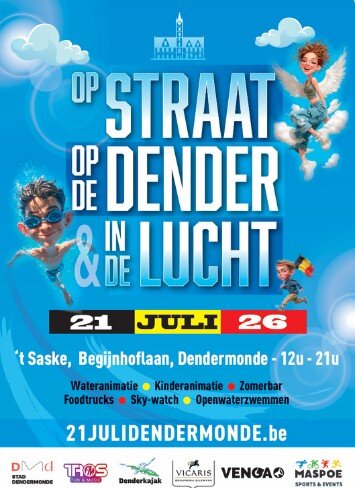 Ontspanning Op straat, de Dender in lucht
