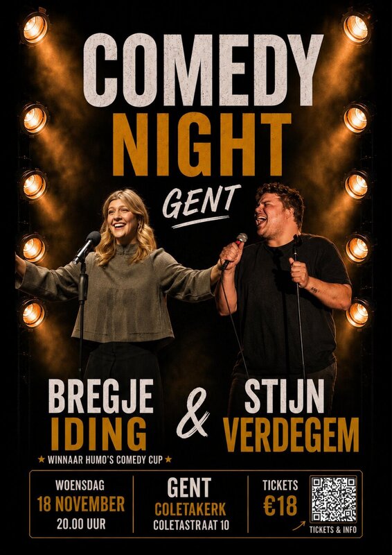 Voorstellingen Comedy Night Gent - Bregje Iding & Stijn Verdegem