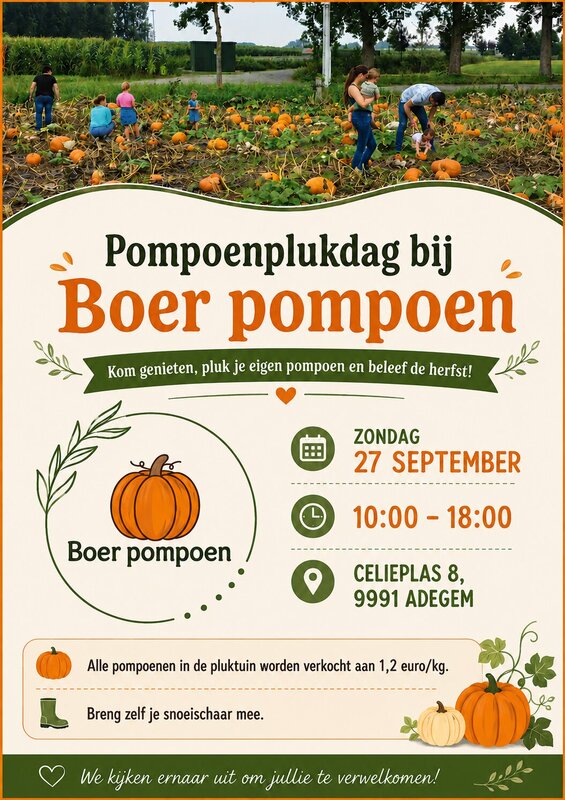 Ontspanning Pompoenplukdag boer pompoen