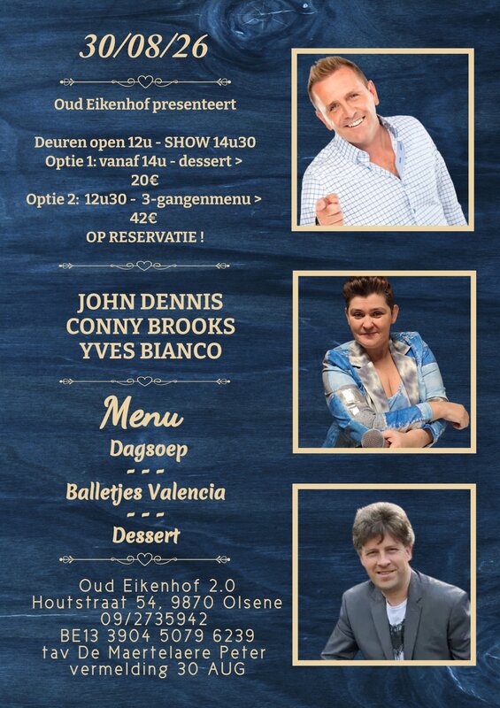 Concerten Diner live optreden Yves Bianco, Conny Brooks & John Dennis