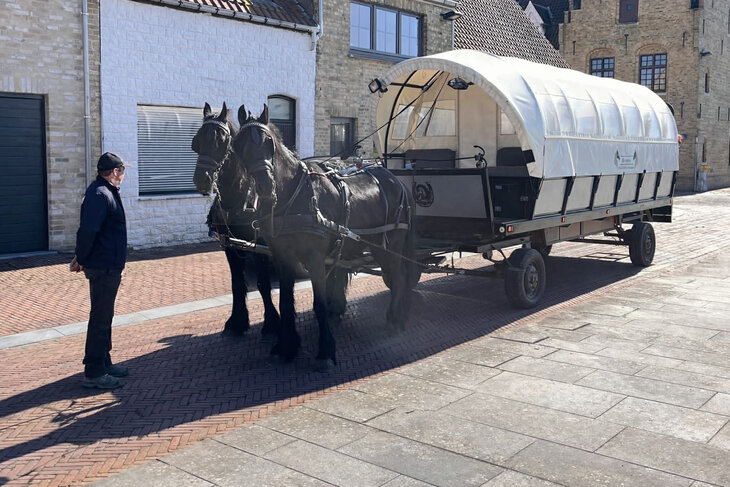 Ontspanning Stal-panorama huifwagens koetsen.