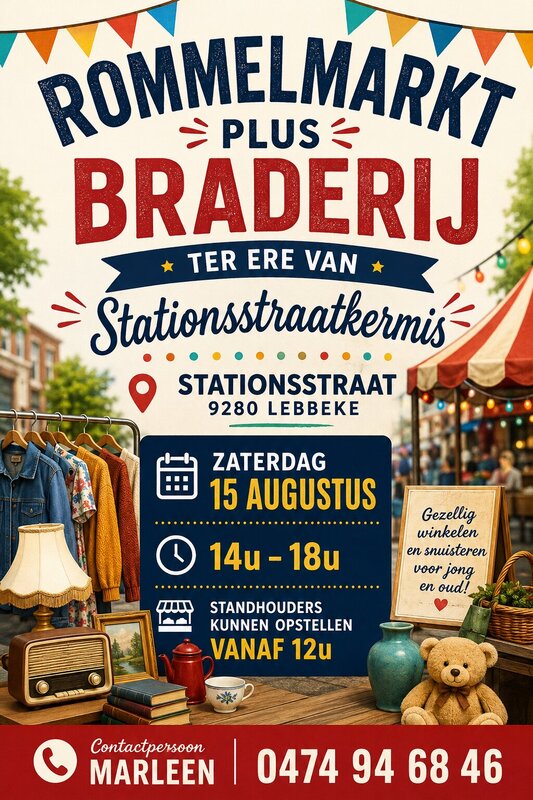  Rommelmarkt + Braderij Lebbeke Stationsstraatkermis