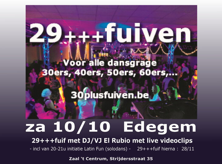 Nachtleven Dansfuif   29++fuif live videoclips vooraf dansinitiatie Latin (solo)