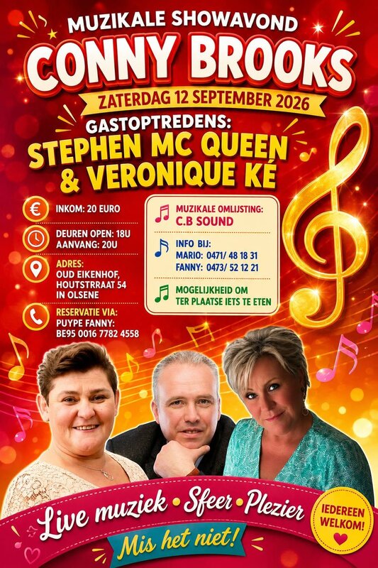 Concerten Conny Brooks Muzikale showavond