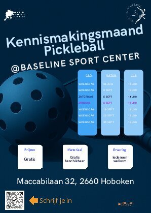 Ontspanning Kennismakingsmaand Pickleball Baseline Sports Center