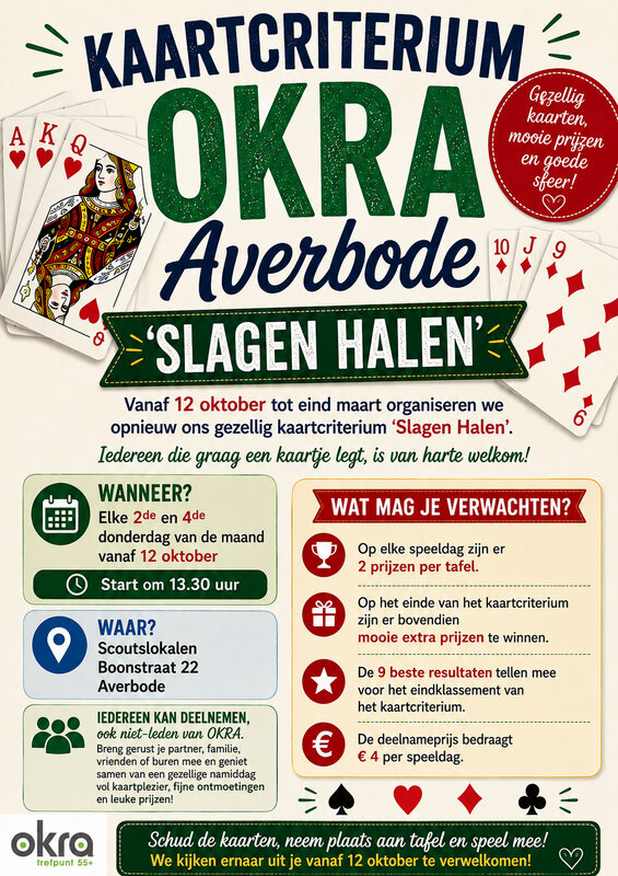 Ontspanning Kaartcriterium Okra Averbode: elke en maandag de maand