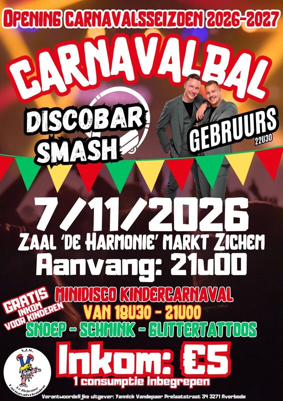 Ontspanning 4de carnavalbal t.v.v. 45ste Zichemse carnavalstoet
