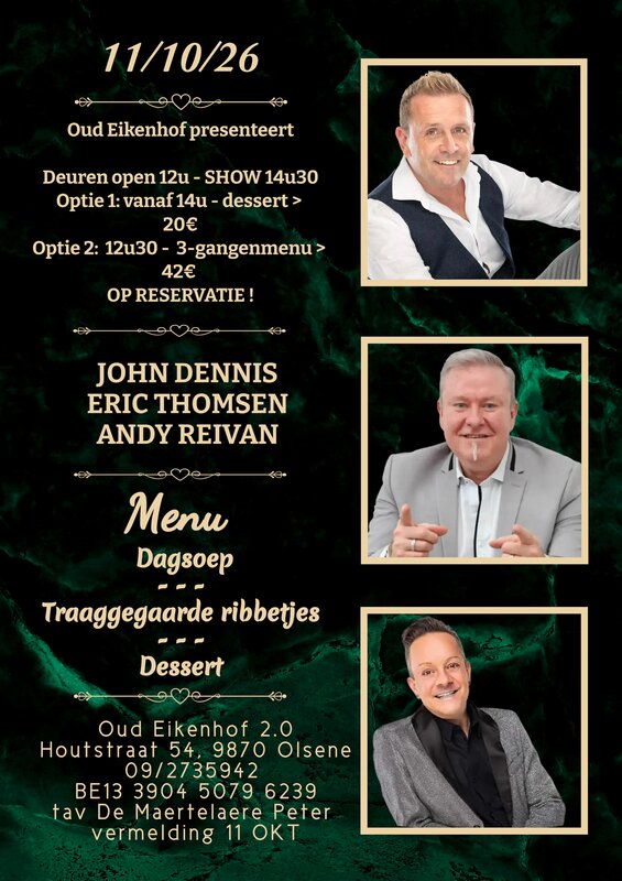 Concerten Diner live optreden John Dennis, Andy Reivan & Eric Thomsen