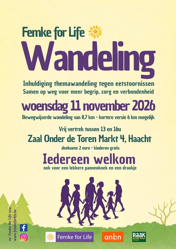 Ontspanning Femke Life inhuldiging Themawandeling tegen eetstoornissen