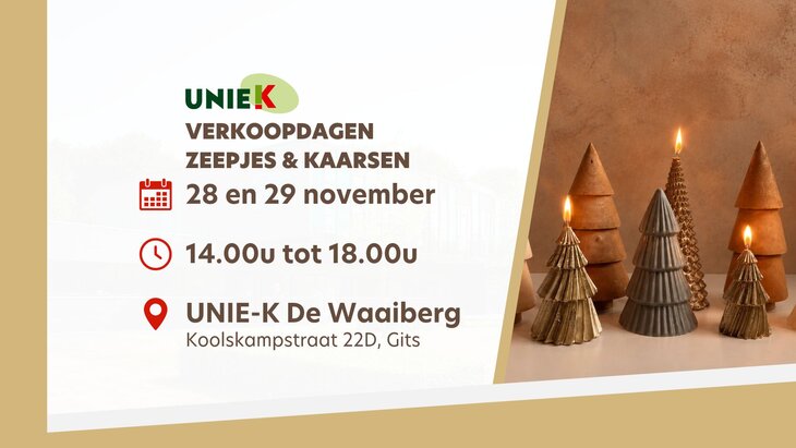 Ontspanning Verkoopdagen zeep- kaarsenatelier Unie-k Waaiberg