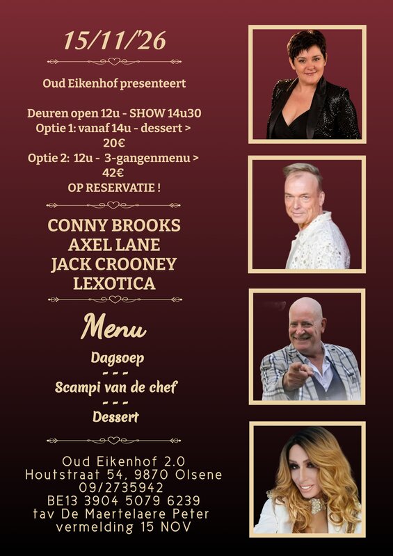 Concerten Diner live optreden Conny Brooks, Axel Lane, Jack Crooney & Lexotica
